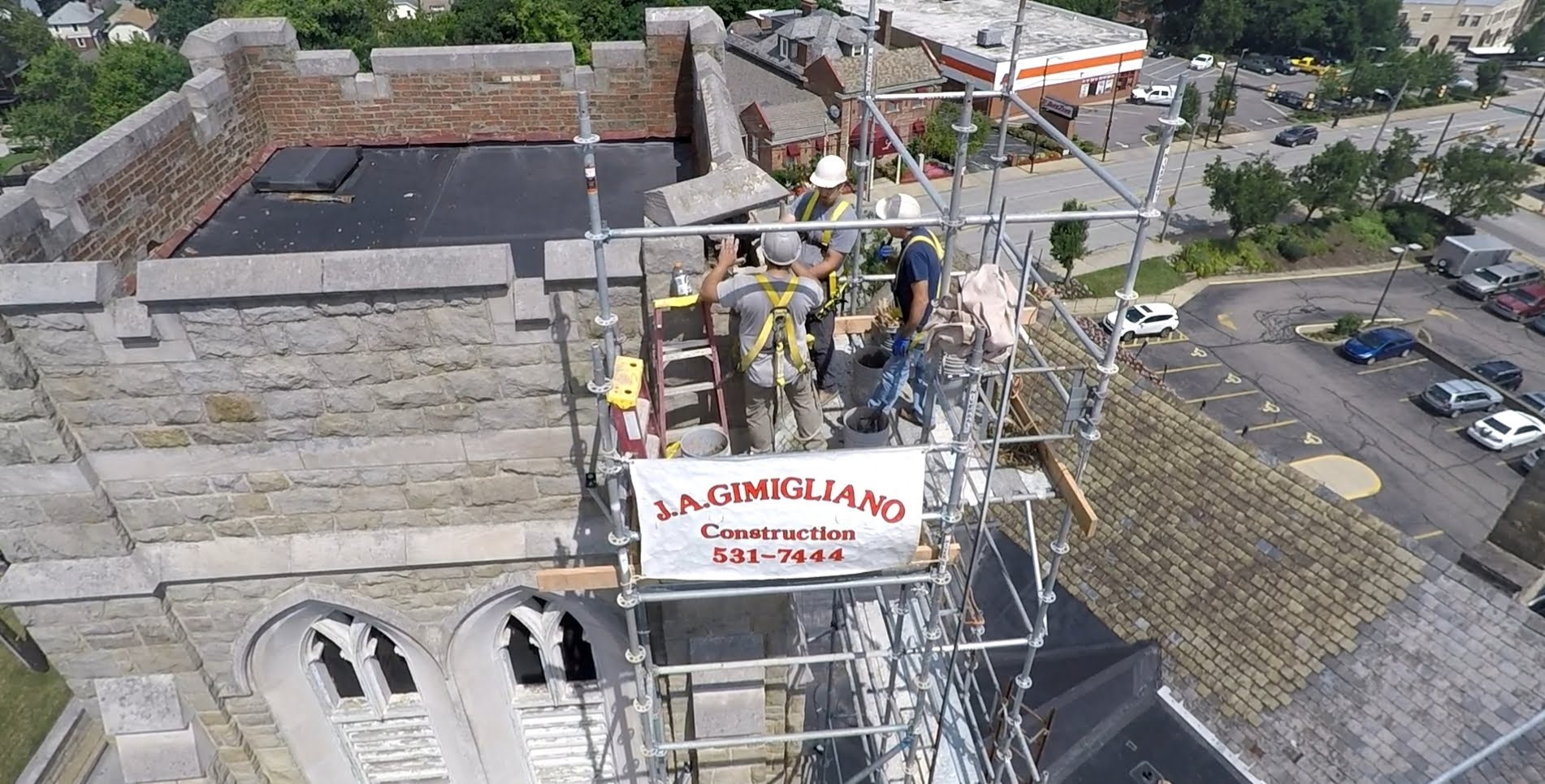 Church bell tower restoration by J.A. Gimigliano Masonry